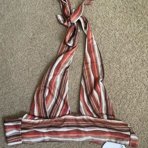 princess polly orange and black striped halter top, nwt, US 6